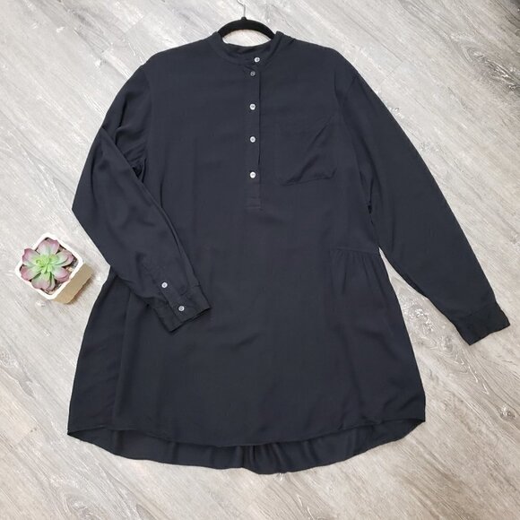 Wilfred Free Aritzia Mini Shirt Dress Black Sz M - Picture 1 of 12